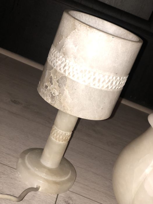 Mid Century  Superbe 2 Lampa de masa alabastru/ marmura