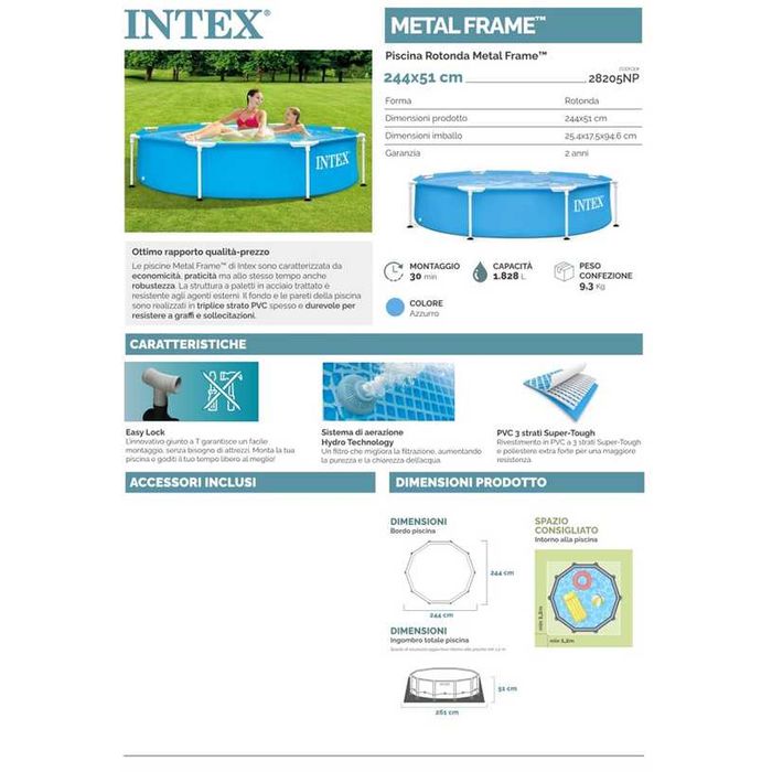 Сглобяем басейн Intex Metal Frame 28205NP 1828л 244см Голям басейн