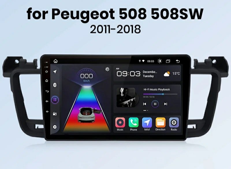 Navigatie Android dedicata Peugeot 508, 508 SW (2012-2020).