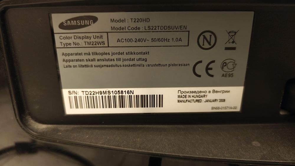 Monitor/TV Samsung T220HD