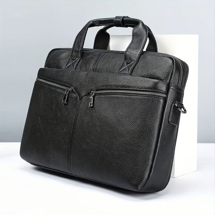 Мъжка луксозна офис чанта за лаптоп 15”/Бизнес куфарче от естест.кожа!