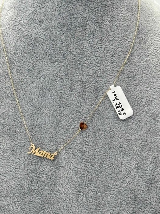 Златно колие „Mama" със сърце – 14К жълто злато
