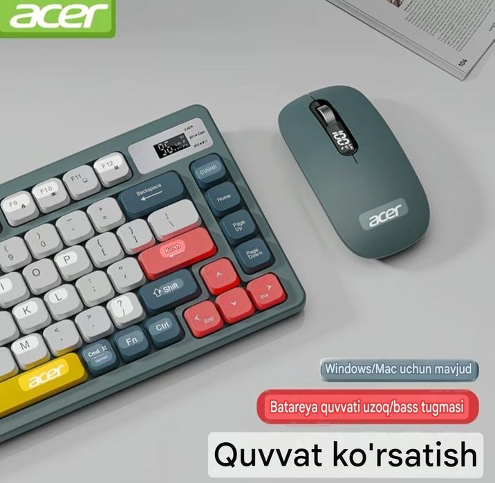 Мембранная клавиатура и мышь Acer (3 вида подключения)