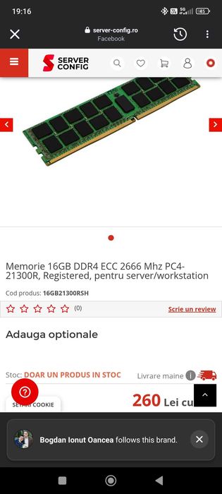 Memorii ram server ddr 4 16gb x 4