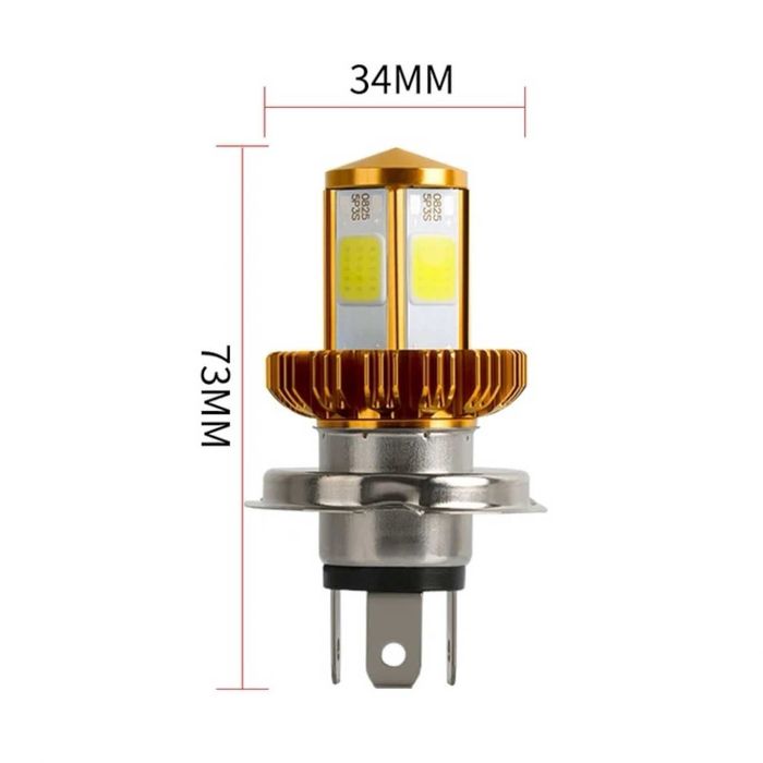 1 БРОЙ LED Диодна крушка H4 за Мотор Мотоциклет 100W 12V +200%