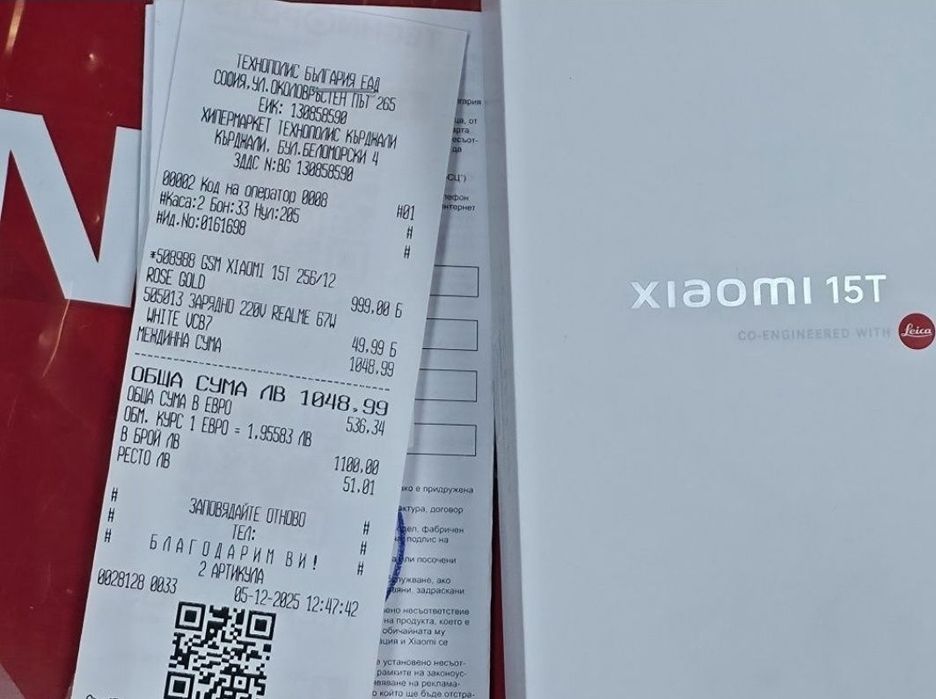 256GB Xiaomi 15T Технополис Гаранция 2027г. Rose Gold 15 T