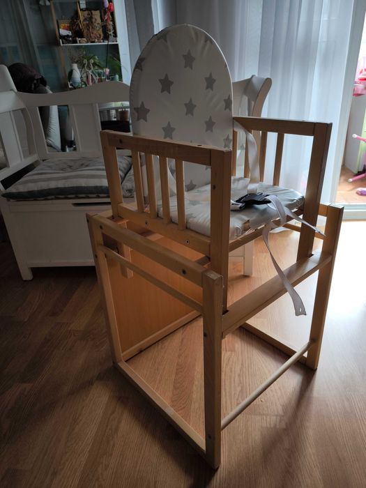 Дървен стол за хранене и масичка 2в1