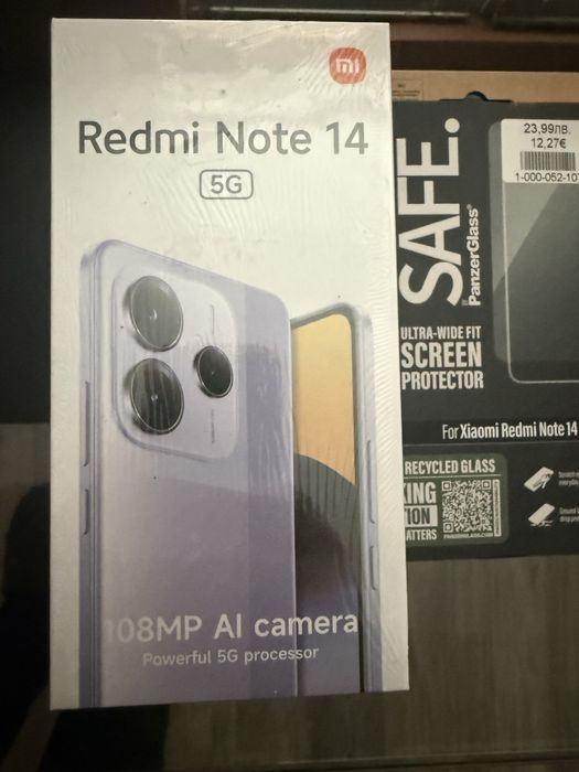 Xiaomi redmi not 14 с безжични слушалки и протектор,всичко чисто ново