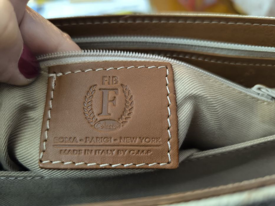 оригинална итал чанта с кожени акценти