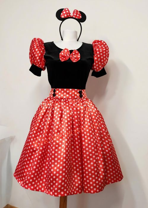 Costum Minnie mouse adult, deluxe fabricat în România ,rochie carnaval