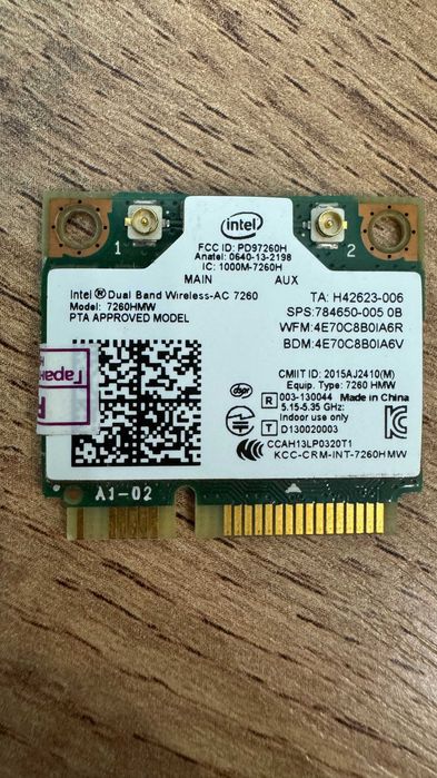 Сетевая карта, адаптер Wi-Fi Bluetooth Intel DualBand Wireless-AC 7260
