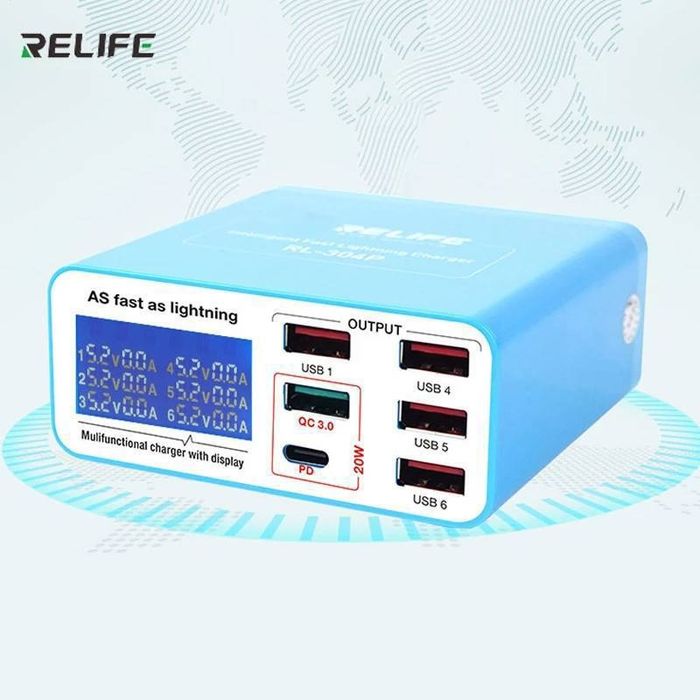 RELIFE RL-304P Smart 6-портовое USB-зарядное устройство Lightning