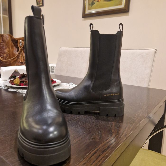 Боти Челси черни от естествена кожа