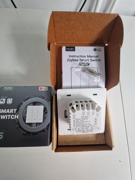 Întrerupător (switch) dublu Moes ZigBee  nu necesita nul, Tuya, SmartLife.