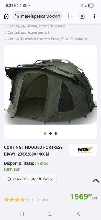 CORT pescuit NGT FORTRESS 2 persoane