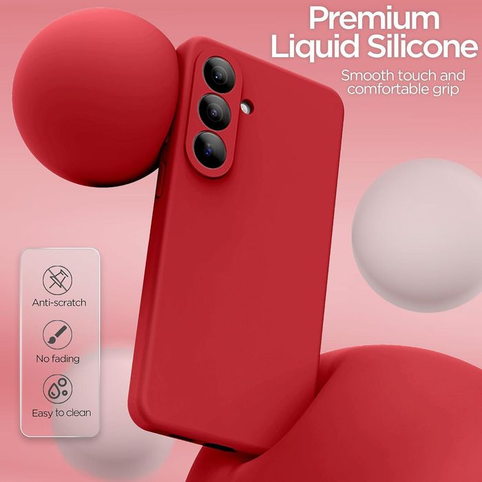 Матов силиконов кейс за samsung galaxy s26 - червен - със защита на ка