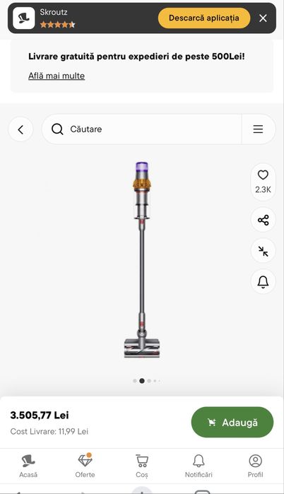 aspirator vertical fara fir  Dyson V15 Nou Nefolosit