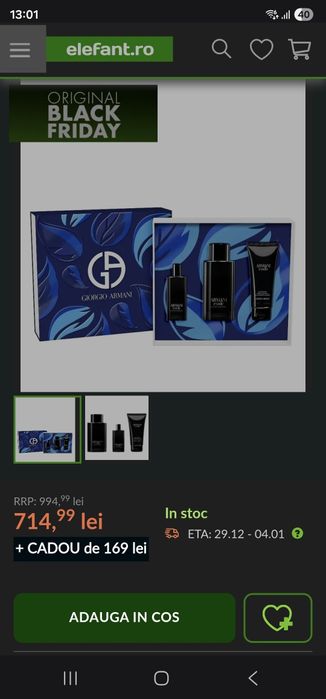 Apa de toaleta Armani Code 90ml + deo stick