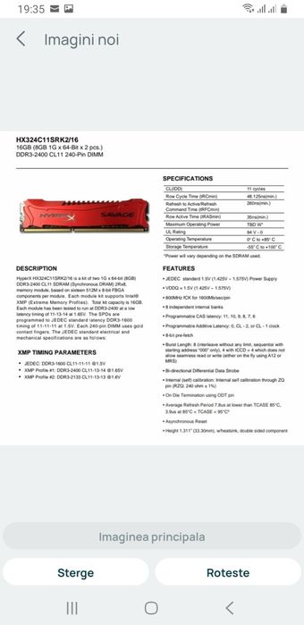 16 gb  ddr3  2400mgz  Kingston Savage