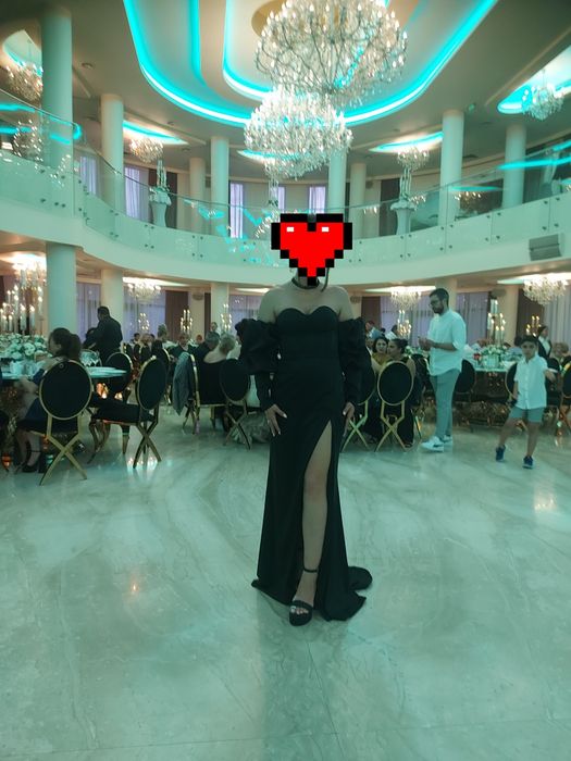 Rochie de seara neagra maneci detașabile marca Hellen Fashion