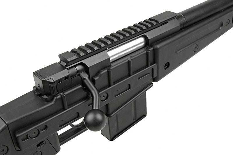 Продава се Airsoft реплика снайпер Swiss Arms SAS 08 Spring - Black - Cybergun/Well
