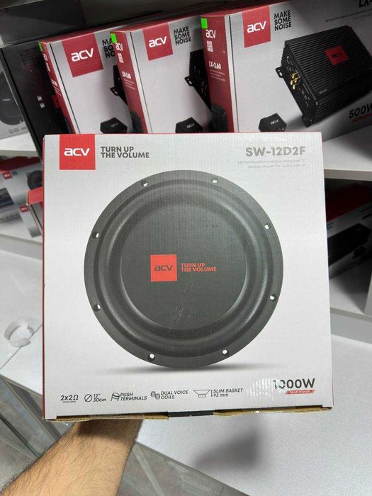 Nasiya | ACV SW-12D2F SLIM 30см сабвуфер 350Вт 2+2Ом Рассрочка