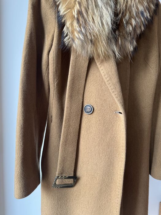 Kensol елегантно палто с естествен косъм (яка), Вълна и кашмир