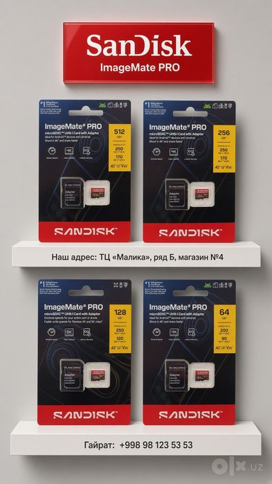 SanDisk Extreme Micro sd Imagemate PRO 4K, U3, V30, A2  250 - 170 MB/s
