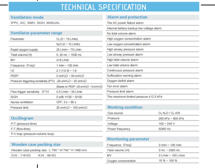 Наркозно дыхательный аппарат S6100 A (Basic)