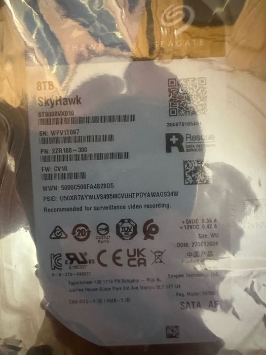 Hard Disk Seagate SkyHawk ST8000VX010, 8TB, 256 MB, 5400 RPM