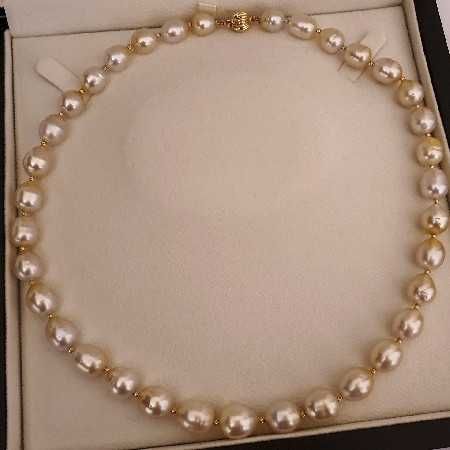 top lustru colier perle naturale aurii South Sea si aur 14k