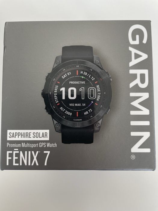 Garmin Fenix 7 Sapphire Solar 47mm (Black DLC Titanium) – Пълен комплект + Бонуси