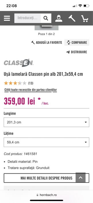Usa noua in folie Hornbach pin alb 201,3x59,4 cm
