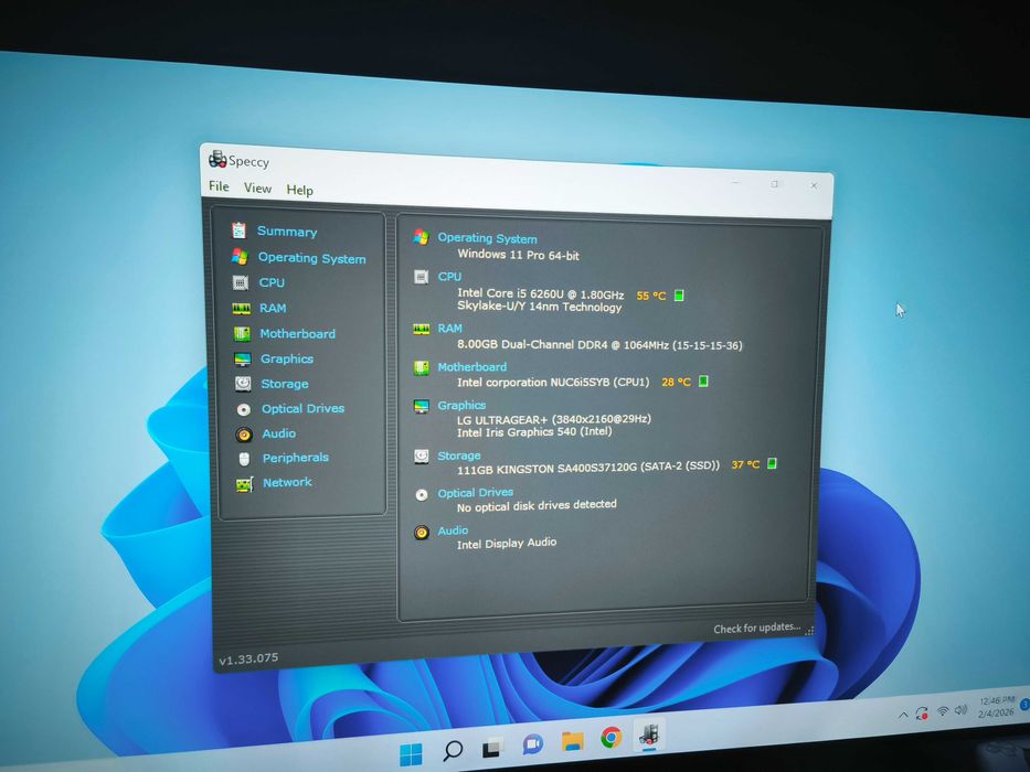 Unitate mini pc NUC intel core i5 6260u 8gb ssd 120gb wi-fi