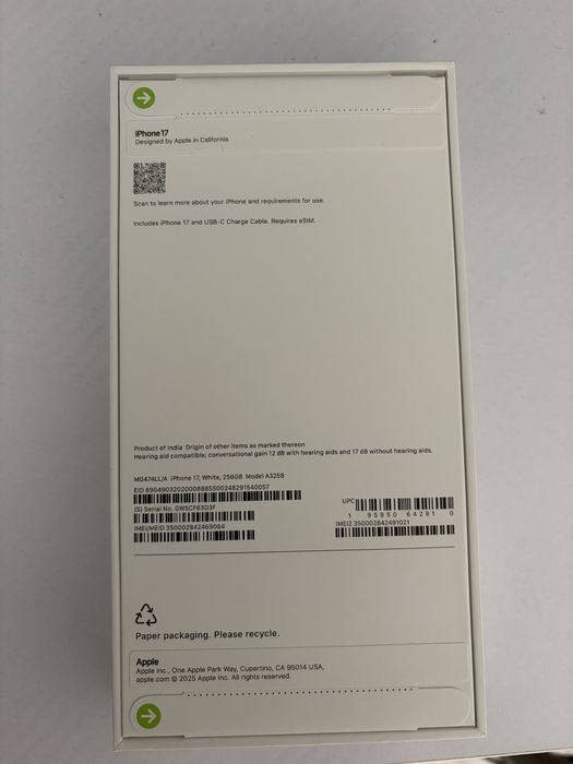 iphone 17 256GB - white (нов)