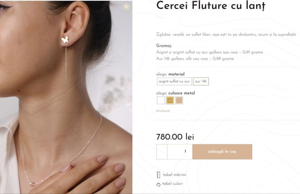 Cercei handmade de aur 14k