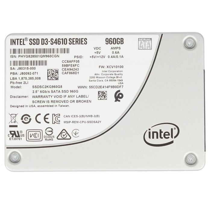 SSD накопитель Intel D3-S4610 Series 960GB 2.5" SATA 6Gb