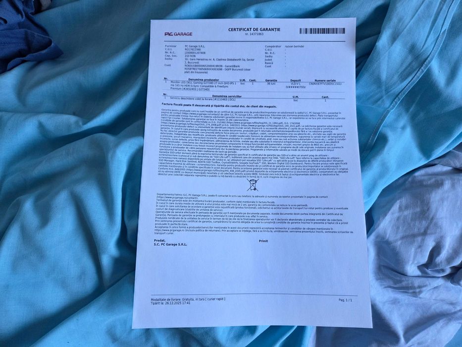 Monitor Gaming QHD Dell G2724D 27 inch IPS LED