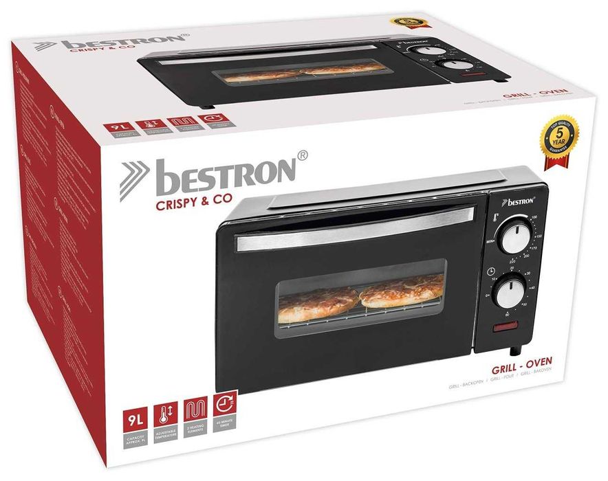 Cuptor electric compact Bestron AOV9, 9 litri, 800W,timer, grill MX111
