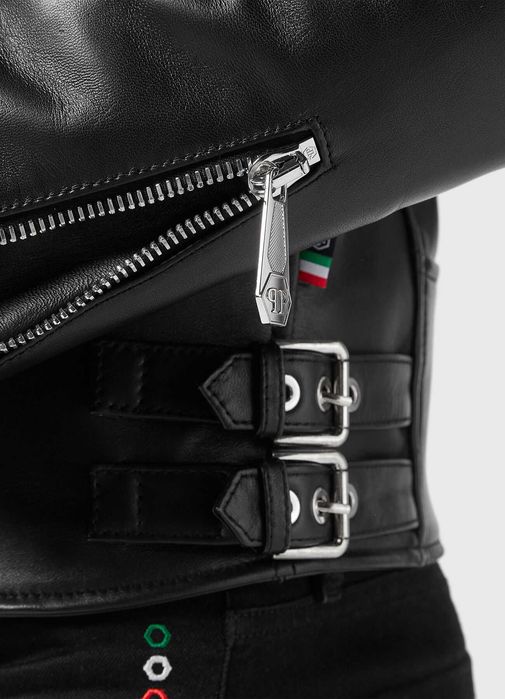 PHILIPP PLEIN оригинално ново рокерско кожено яке XXL