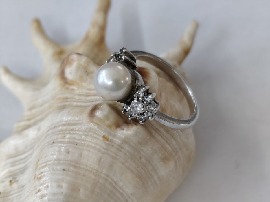 Сребърен пръстен 925 с перла