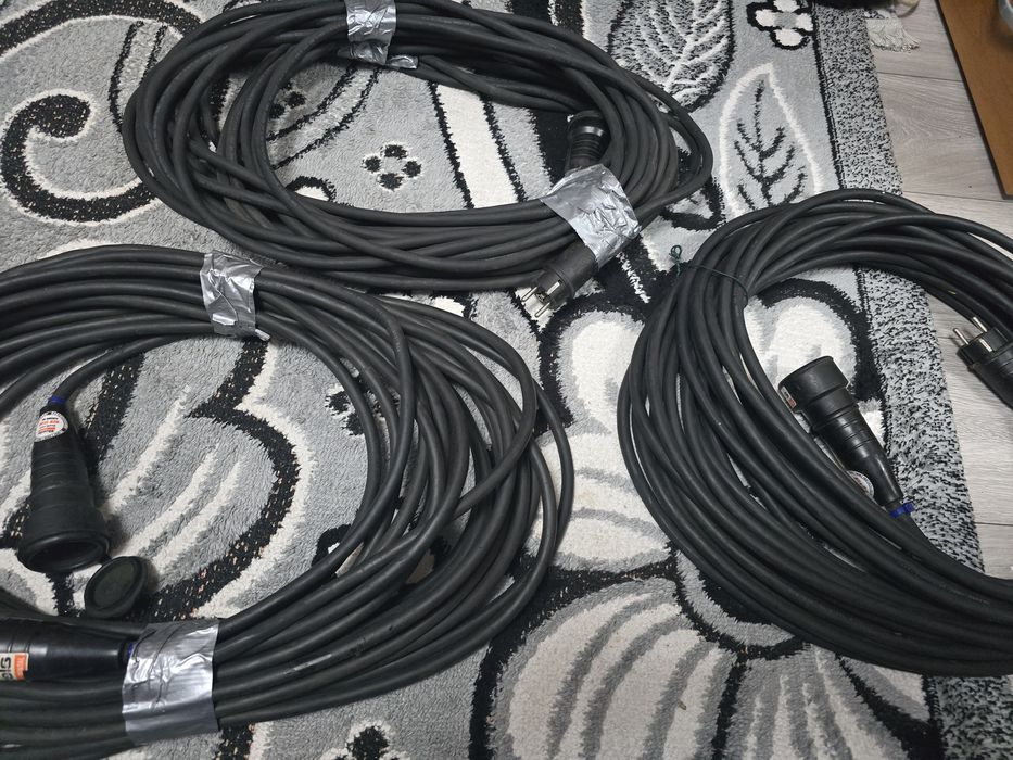 Prelungitoare electrice profesionale 20m 3G2.5 – cablu gros, 3 bucăți