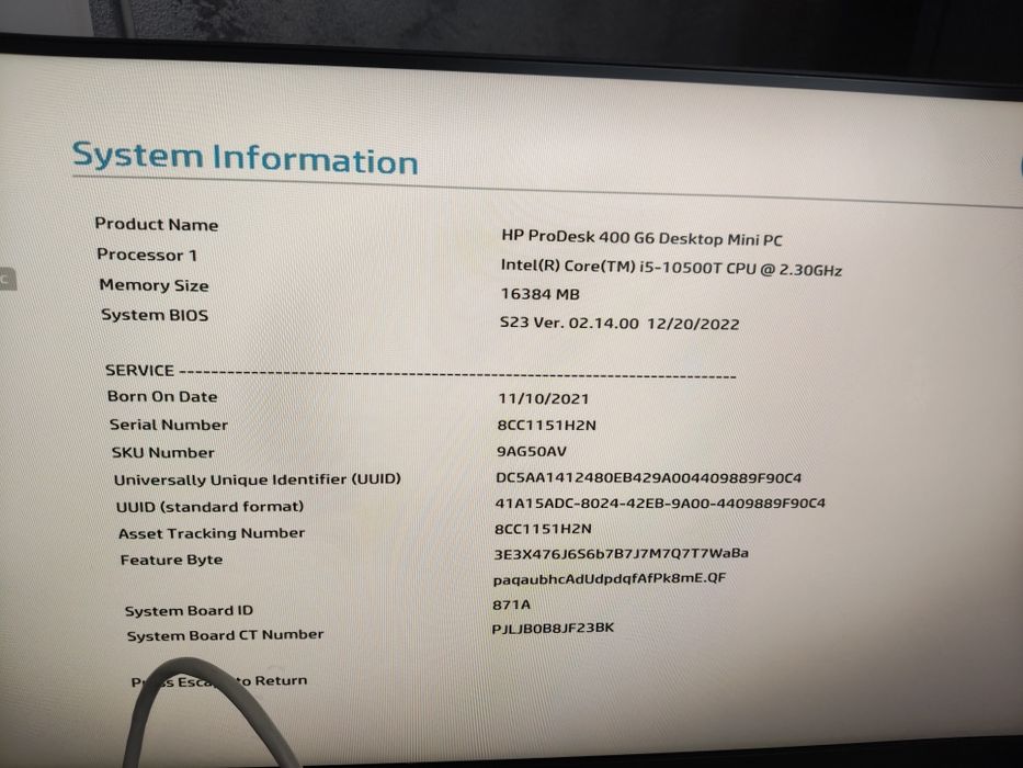 HP ProDesk 400 G6  MiniPC
