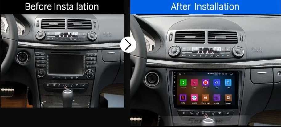 Мултимедия за Mercedes W211, E Class, Android Auto, Carplay, Waze, E200, E220, E270, Е320, Е клас W211 с Android, 2DIN, навигация