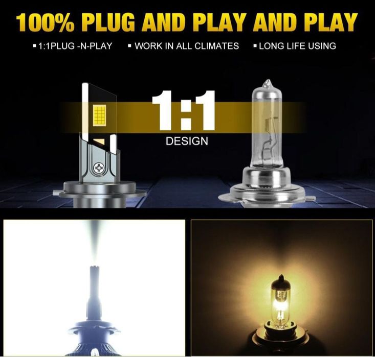 Becuri LED H4 Canbus 12V-24V 60000LM set 2buc