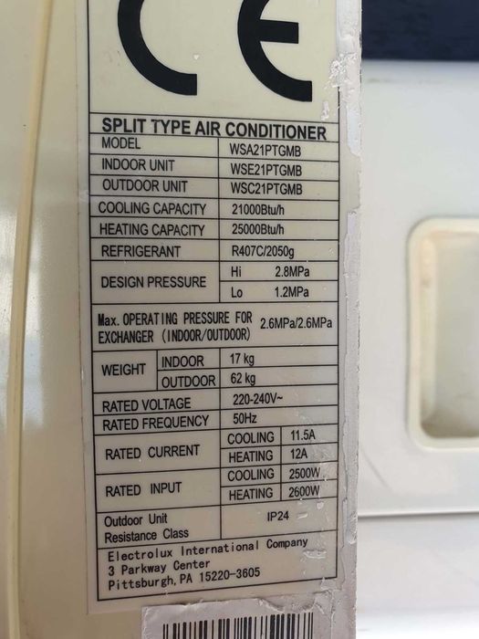 Aer conditionat White-Westinghouse 21.000 BTU rece, 25.000 Btu cald