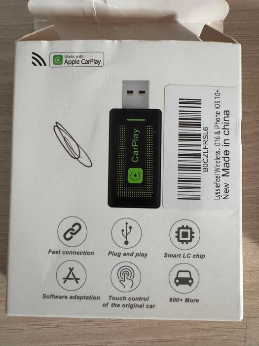 Adaptor Wireless Apple CarPlay — USB, Nou, Plug & Play, iPhone iOS 10+