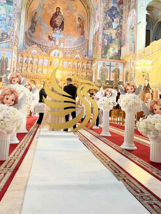 Aranjament cristelnita baietei decor biserica fetite decoratiuni botez