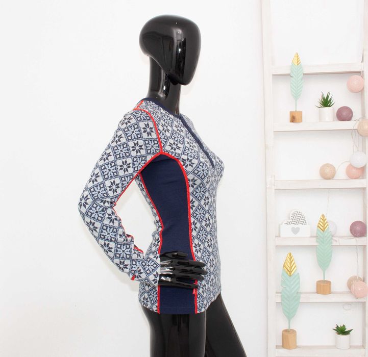 Kari Traa дамска блуза синьо сива термо бельо от мериносна вълна S