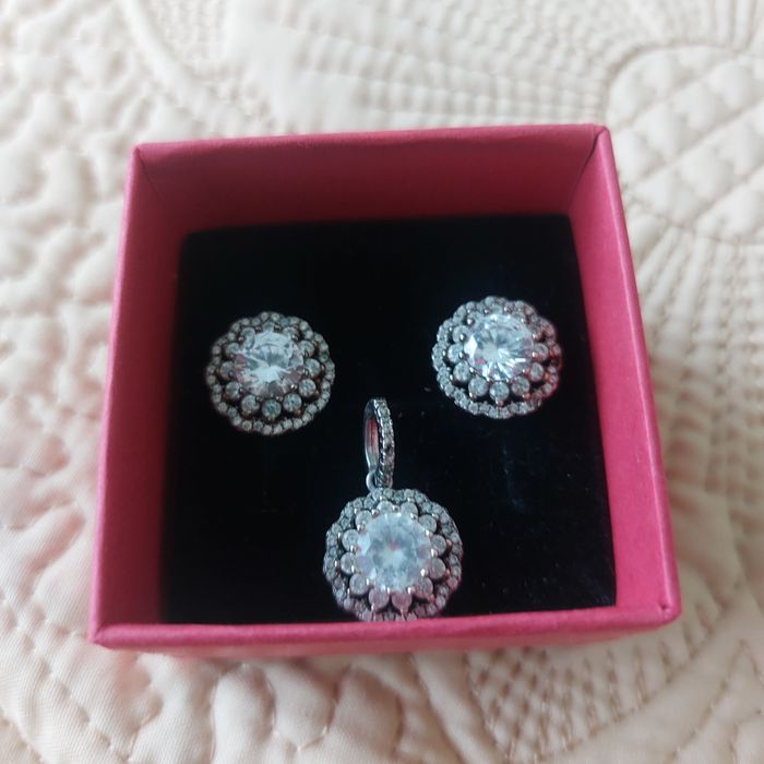 Set colier și cercei argint cu zirconiu